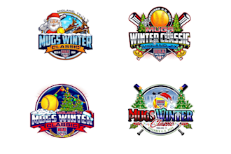 design wonderful christmas light and softball logo