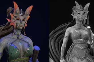 model detailed 3d character statues for printing