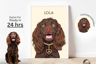 draw your cat, dog, or any pet into cartoon vector portrait