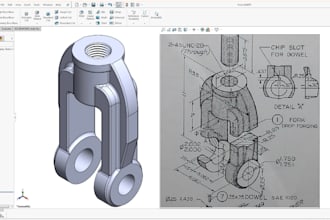 make 3d model or 2d drawing using solidworks, fusion 360
