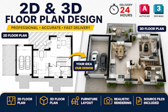 create 2d floor plans, 3d floor plans and realistic renders