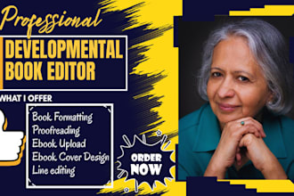 provide a developmental book editing, line editing for fiction and nonfiction