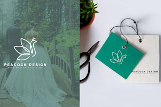 design a minimalist premium peacock style wedding and event logo