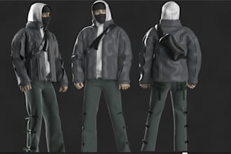 realistic 3d male model,clo3d,ue4,5 model,rig for game, marvelous designer cloth