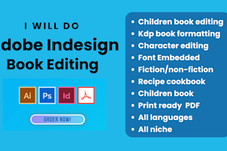 do children book editing, book formatting, character editing on adobe indesign