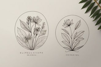 create a hand drawn, botanical, bohemian, feminine logo