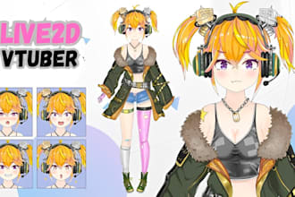 draw custom 2d vtuber model live2d vtuber anime character for vtuber and live2d