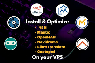 install and optimize n8n, mautic, openhab, navidrome, libretranslate, castopod