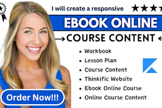 create course content ebook online course lesson plan on thinkific website
