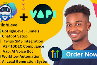 gohighlevel website vapi ai chatbot automation ghl sales funnel twilio a2p 10dlc