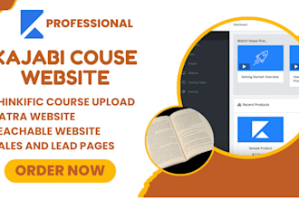 design kajabi, kartra, clickfunnel podia website oniine course upload lead page
