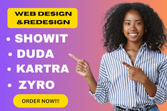 zyro website design showit website redesign duda website design kartra website