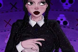 draw your character in a custom anime inspired half body illustration