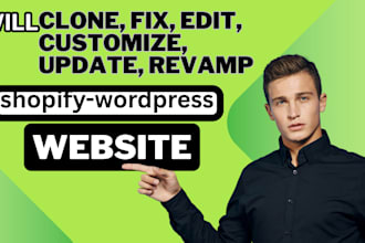 fix shopify redesign design update clone edit customize shopify store website