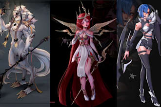 create detailed character design, dnd, rpg, game, weapons