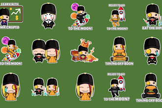 design animated telegram stickers pack for your crypto project