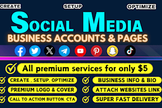 create and set up, social media accounts, pages professionally