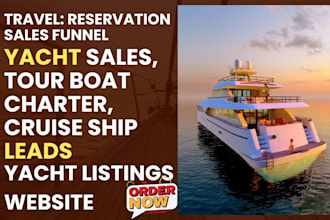 design marine boat cruise ship yacht charter website, yacht sales website leads