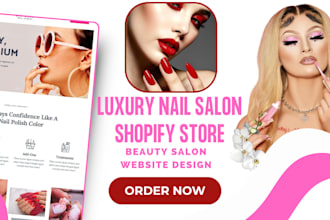 build nail salon website lipstick eyeliner nail shopify store beauty salon store