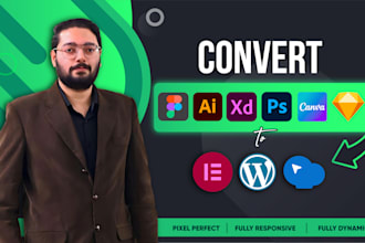 convert figma to wordpress psd, xd to wordpress design with elementor pro, divi