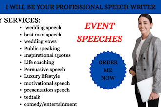 be your informative, persuasive, motivational speech writer