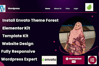 install envato element kit, wordpress, themeforest, template
