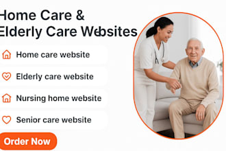 home care, healthcare, or senior care and medical website on wordpress or wix