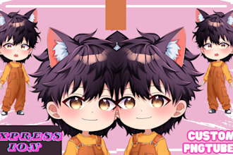 design pngtuber model  vtuber character live2d rigging anime png tuber 2d vtuber