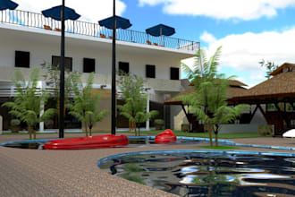 renovate 3d hotel design,modern swimming pool,lounge,3d night club rendering