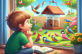 create a cute children book illustration and cover