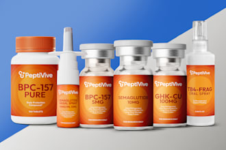 design peptide sarms supplement, vial, spray cosmetic label and packaging design