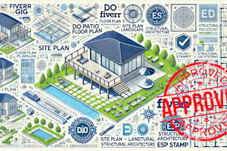 do patio floor plan, site plan, landscape, structural architecture, mep stamp