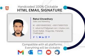 create clickable HTML email signature, email signature