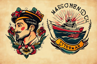 create a traditional or old school style tattoo design