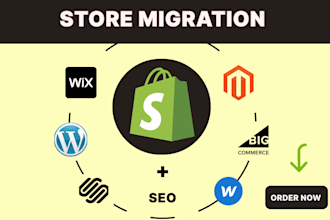 migrate, duplicate wix, wordpress, webflow, magento to shopify store or website