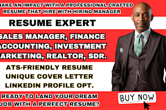 craft resume for finance, sales, marketing, accounting, tech sales, investment