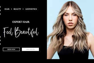 design beauty website, spa website, salon website, hair extension, beauty salon
