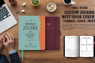 do journal design, business card design, notebook, digital planner cover kdp