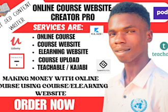 build online course website, elearning website, teachable, kajabi course upload