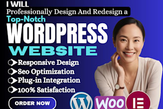 build wordpress website design with elementor pro, woocommerce store, wordpress
