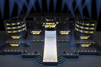 render 3d virtual staging, carnival design, concert design, 3d stage design