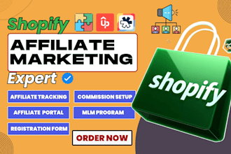setup shopify store affiliate marketing program cj goaffpro uppromote refersion