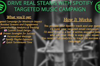 set up email marketing campaign  to promote spotify track to active listeners