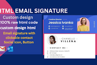 code responsive clickable html email, outlook signature and custom email design