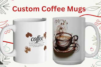 do etsy custom vector coffee mug design for your print on demand with printify