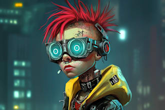 draw cyberpunk cartoon style portraits for you