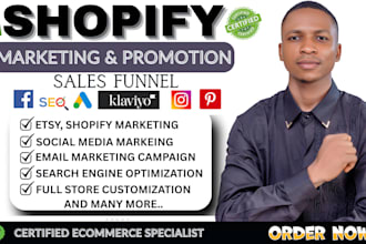 manage shopify marketing and run facebook, tiktok, ig meta ads for sales