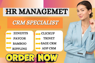 setup HR management paycor bamboo rippling adp clickup sage zenefits trinet crm