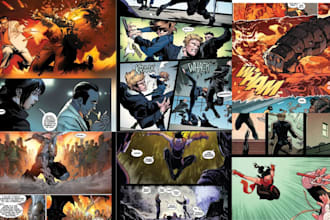 draw superhero action comic page marvel dc superhero character as a comic artist