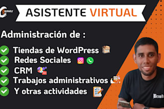 asistente virtual, administracion de tiendas wordpress, redes sociales y más